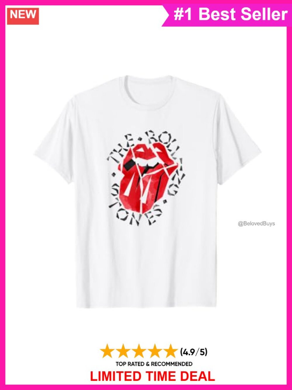 The Rolling Stones HD Logo T-Shirt Classic Fit Crew Neck Short Sleeve